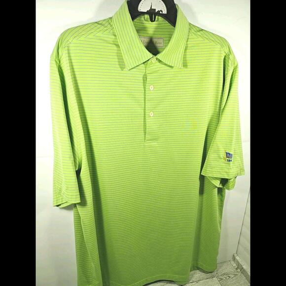 Donald Ross Golf Polo Men's Size Large Green Striped Shirt H.G.C. 1899 Club - Picture 2 of 6